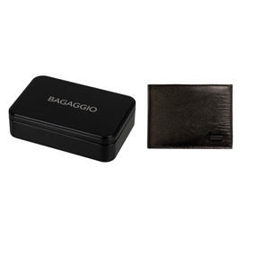 Kit Carteira Couro  Lezard Preta + Emabalagem para presente