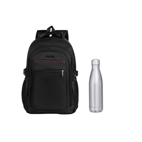 Kit Mochila Masculina para Notebook Pulse e Garrafa Térmica 500ml em Aço Escovado Prata