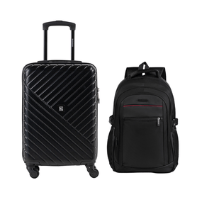 Kit Mala de Bordo Abs 4 Rodas Detroit Preto + Mochila Executiva Para Notebook Pulse Preta