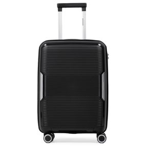 Kit Mala de Bordo Polipropileno 4 Rodas Malta Preta + Bolsa Executiva Feminina Donna Preta