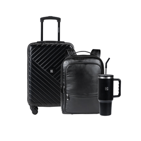 Kit Mala de Bordo Detroit, Mochila Masculina de Couro Joá e Copo Térmico com Canudo 1,20L