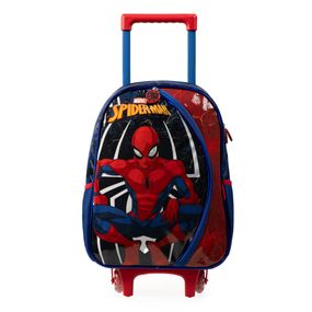 Mochila de Rodinha Infantil Masculina Homem Aranha Azul