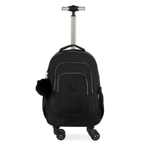 Mochila de 4 Rodinhas Feminina Juvenil Pop Fun Preto