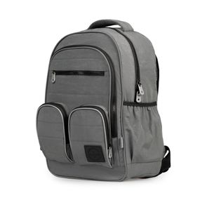 Mochila Escolar Masculina Juvenil Color Block Cinza