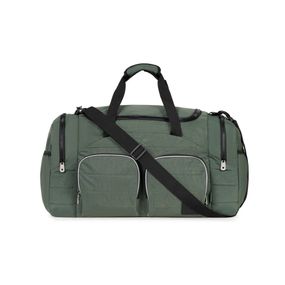 Bolsa de Viagem Color Block Bolso Duplo Frontal Verde Escuro