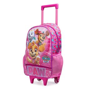Mochila de Rodinha Infantil Feminina Patrulha Canina Skye e Equipe Rosa