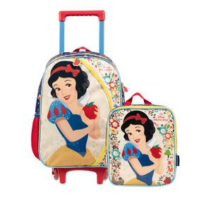 Kit Mochila e Lancheira Térmica Feminina Branca de Neve Rosa