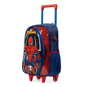 Kit Mochila de Rodinha + Lancheira Térmica  + Estojo Infantil  Masculino Homem Aranha Azul