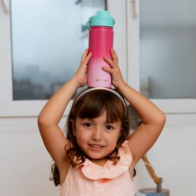 Garrafa Térmica Kids Com Canudo Rosa 500ml