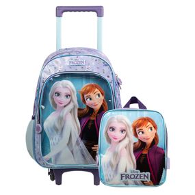 Kit Mochila e Lancheira Térmica Feminina Infantil Frozen Elsa e Anna  Lilás