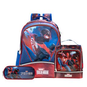 Kit Mochila + Lancheira Térmica  + Estojo  Escolar Masculina Infantil Homem Aranha Azul