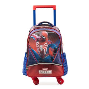 Kit Mochila de 4 Rodinhas Estampa em Movimento  e Lancheira Térmica Infantil Masculino Homem Aranha