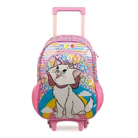 Kit Mochila de Rodinha e Lancheira Térmica  Infantil Feminino Gatinha Marie Rosa