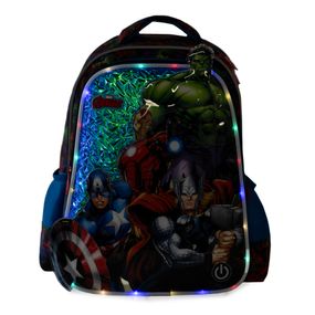 Kit Mochila e Lancheira Térmica Masculina Infantil Vingadores Preta
