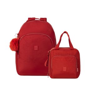 Kit Mochila + Lancheira Térmica Pop Fun Vermelha