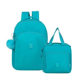 Kit Mochila  e Lancheira Térmica Feminina Pop Fun Azul Claro