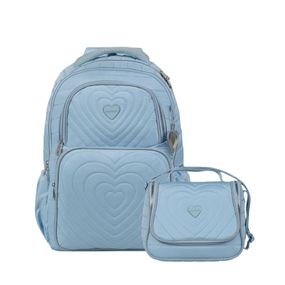 Kit Mochila e Lancheira Térmica Feminina  Juvenil BG Girl Azul