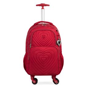 Kit Mochila de 4 Rodinhas + Lancheira Térmica  + Estojo Feminino BG Girl Vermelho