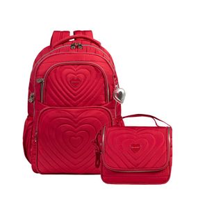 Kit Mochila e Lancheira Térmica Feminina  BG Girl Vermelho