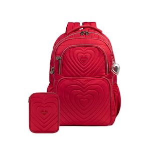 Kit Mochila e Estojo Box Feminino BG Girl Vermelho