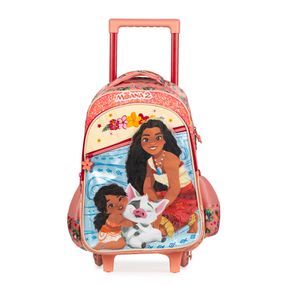 Mochila de Rodinha Infantil Feminina Moana Disney Rosa