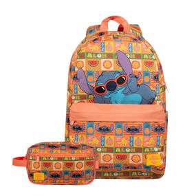 Kit Mochila e Necessaaire  Feminina Stitch Tropical Rosa