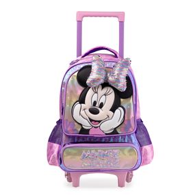Mochila de Rodinha Infantil Feminina Minnie Lilás