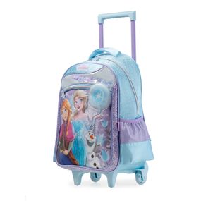 Mochila de Rodinha Infantil Feminina Frozen Azul Claro