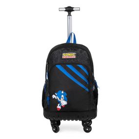 Mochila de 4 Rodinhas Juvenil Masculina Sonic Preta