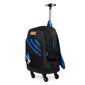 Mochila de 4 Rodinhas Juvenil Masculina Sonic Preta