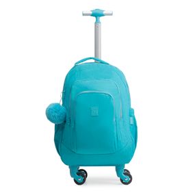 Mochila de 4 Rodinhas Feminina Juvenil Pop Fun Azul Claro