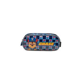 Estojo Escolar Masculino Médio Patrulha Canina Chase 3 Compartimentos Azul