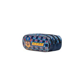 Estojo Escolar Masculino Médio Patrulha Canina Chase 3 Compartimentos Azul