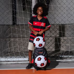 Kit Mochila de Rodinha e Lancheira Térmica  Infantil Masculina Flamengo Oficial Bola de Futebol