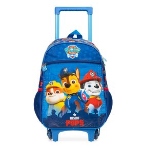 Kit Mochila de Rodinha + Lancheira Térmica  + Estojo   Infantil Masculina Patrulha Canina Chase e Equipe Azul