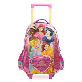 Kit Mochila e Lancheira Térmica Infantil Feminina Princesas Rosa
