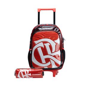 Kit Mochila de Rodinha e Estojo do Flamengo Masculina Oficial