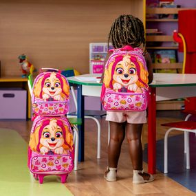 Mochila de Rodinha Feminina Patrulha Canina Skye Baby Rosa