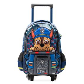 Kit Mochila de Rodinha + Lancheira Térmica  + Estojo Infantil Masculina Patrulha Canina Chase Azul