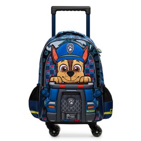 Kit Mochila de 4 Rodinhas e Estojo Masculino Infantil Patrulha Canina Chase Azul