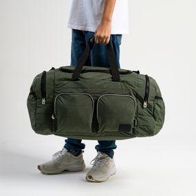 Bolsa de Viagem Color Block Bolso Duplo Frontal Verde Escuro