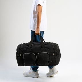 Bolsa de Viagem Color Block Bolso Duplo Frontal Preta