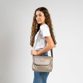 Lancheira Escolar Juvenil Feminina Perolada Cinza