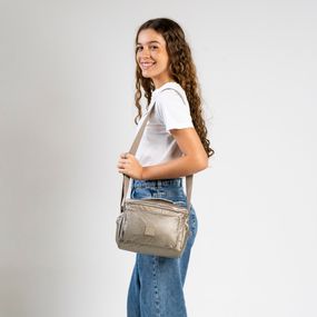 Lancheira Térmica Juvenil Feminina Perolada Ouro Velho