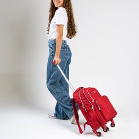 Mochila de Rodinha Juvenil Feminina BG girl com 4 rodas Vermelho