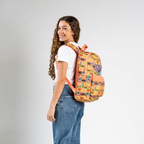 Mochila Escolar Feminina Juvenil Stitch Tropical Rosa