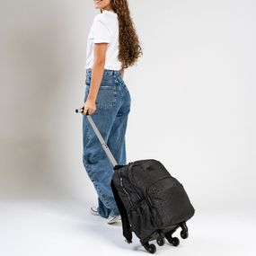 Mochila de 4 Rodinhas Juvenil Feminina Crinkle Glitter Preta