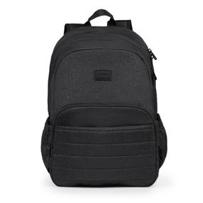 Kit Mochila + Lancheira + Estojo Juvenil Feminino Crinkle Glitter Preta