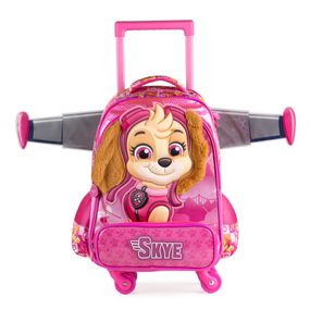 Mochila de 4 Rodinhas Infantil Feminina Patrulha canina Skye Rosa
