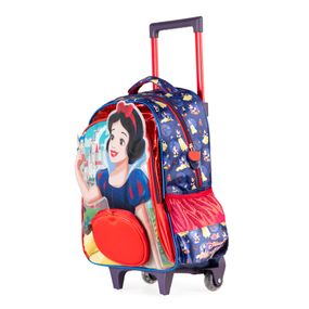 Mochila de Rodinha Infantil Feminina Branca de Neve Disney Azul